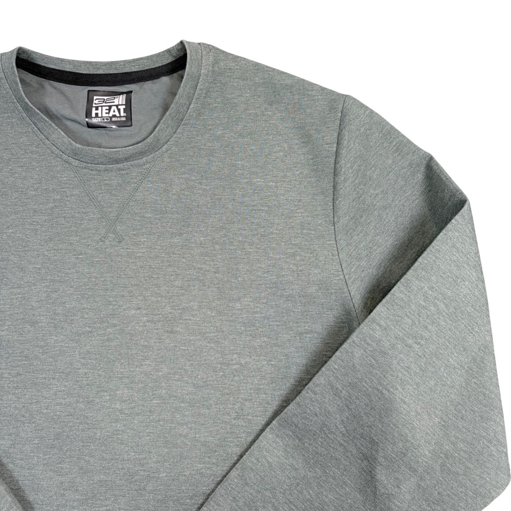 32 Degrees Heat Mens Crewneck Sweatshirt Olive Green Heather Pullover Size L